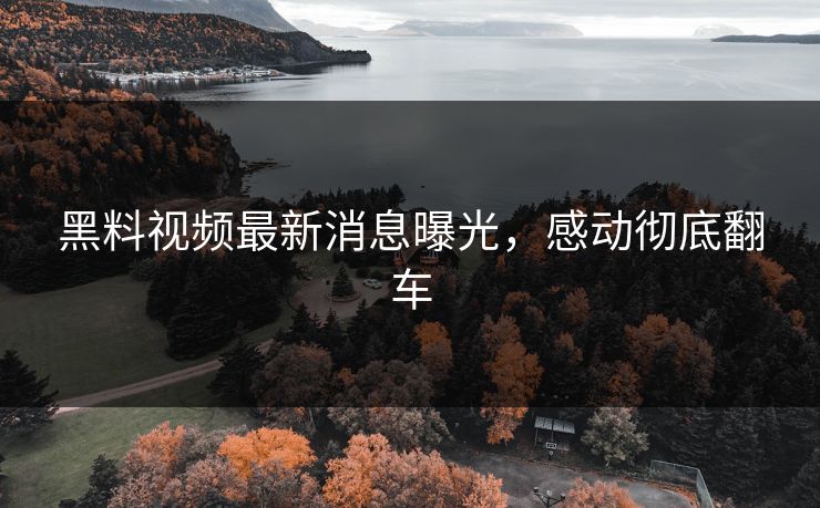 黑料视频最新消息曝光，感动彻底翻车