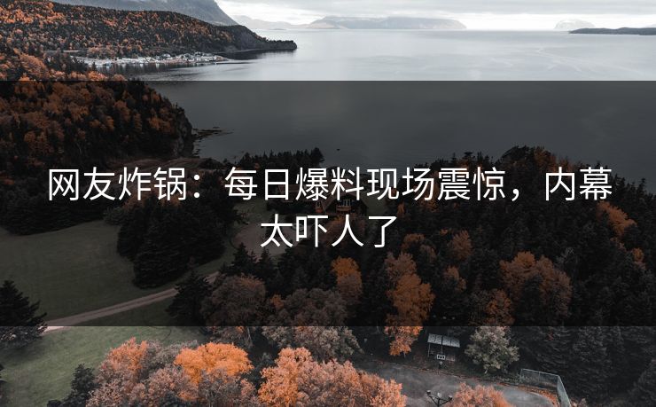 网友炸锅：每日爆料现场震惊，内幕太吓人了
