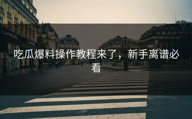 吃瓜爆料操作教程来了，新手离谱必看