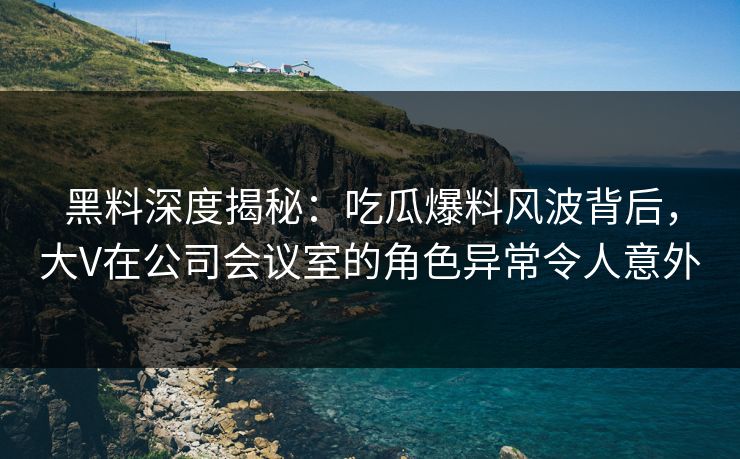 黑料深度揭秘：吃瓜爆料风波背后，大V在公司会议室的角色异常令人意外