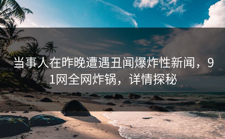 当事人在昨晚遭遇丑闻爆炸性新闻，91网全网炸锅，详情探秘