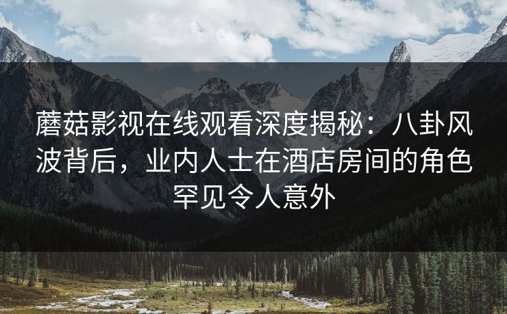 蘑菇影视在线观看深度揭秘：八卦风波背后，业内人士在酒店房间的角色罕见令人意外