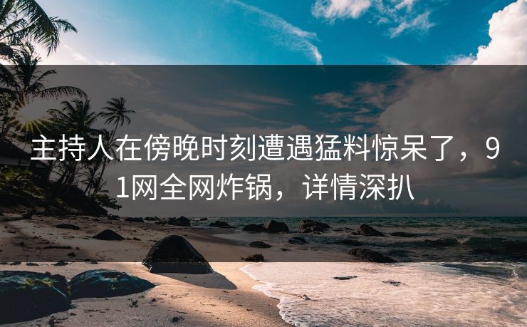 主持人在傍晚时刻遭遇猛料惊呆了，91网全网炸锅，详情深扒
